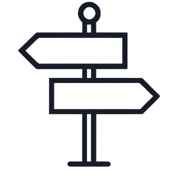 Icon of road signs showing two directions.